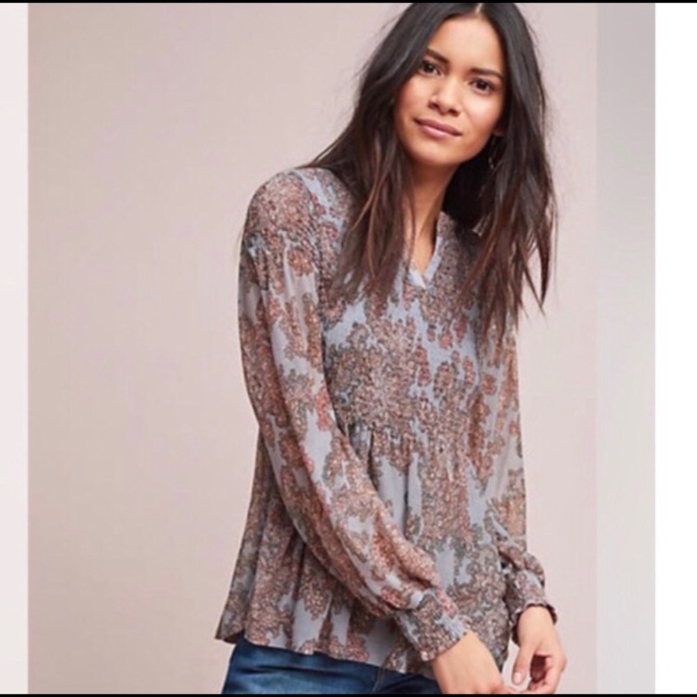 Anthropologie Akemi + Kin Smocked Blouse
